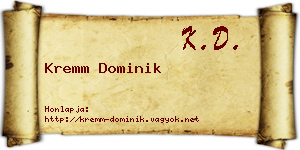 Kremm Dominik névjegykártya